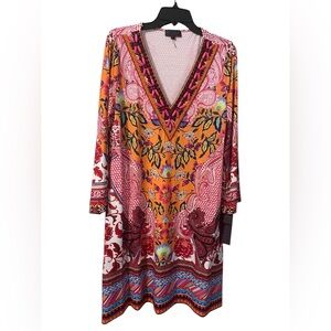 Hale Bob L Emily V-Neck MIDI Dress with beading NWT